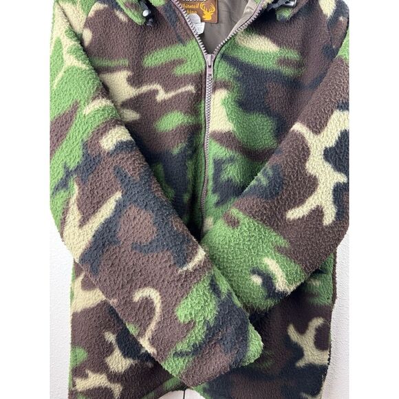 Cabelas Whitetails Men's Medium Camo Polar Fleece Hunting Jacket Zip Up - Picture 5 of 9